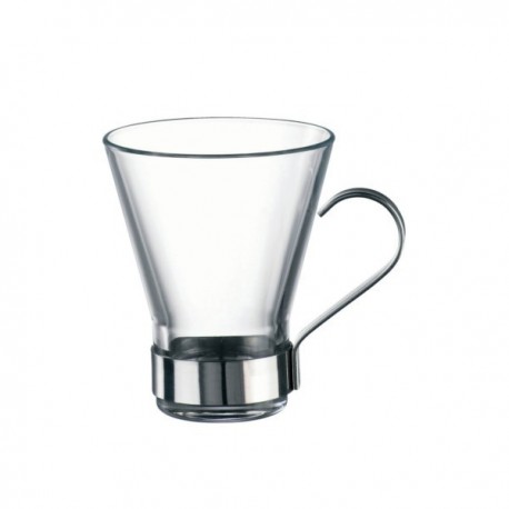 Tazza Ypsilon da 11 cl a 32 cl the caffè cappuccio cappuccino vetro con manico acciaio inox Bormioli Rocco