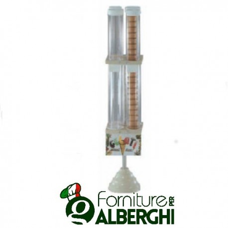 Porta coni gelato verticale in plexiglass 4 cilindri professionale da gelateria appoggiaconi, portaconi, reggiconi
