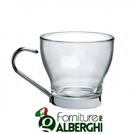 Bicchiere Oslo Punch tazza vetro manico inox Bormioli Rocco