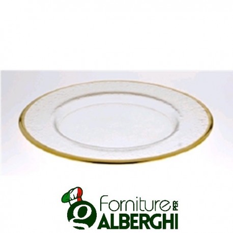 Segnaposto sottopiatto piatto vetro con bordo in oro o argento Vetreria Vas Ø 32.5 cm