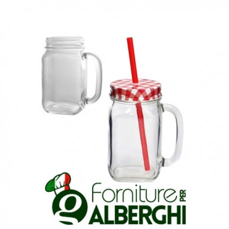 Bicchiere barattolo con manico Country vetro Borgonovo