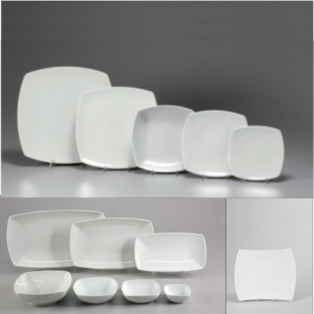Piatto Piano Quadro Tokio 31x31 Cm Bianco Saturnia Porcellana da tavolo
