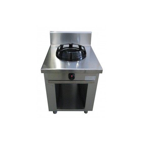Cucina cinese wok a un fuoco gas su armadio