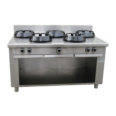 Cucina cinese wok a cinque fuochi gas su armadio