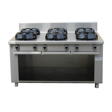 Cucina cinese wok a sei fuochi gas su armadio