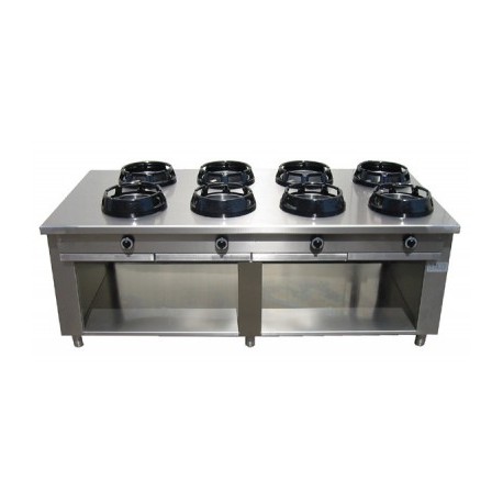 Cucina cinese wok a otto fuochi gas su armadio