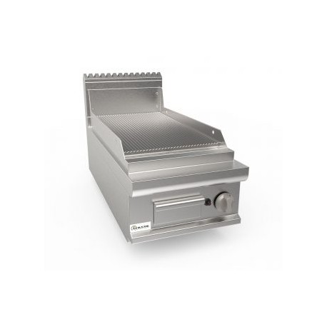 Fry top a gas piastra rigata Dim.mm.400x900x275h