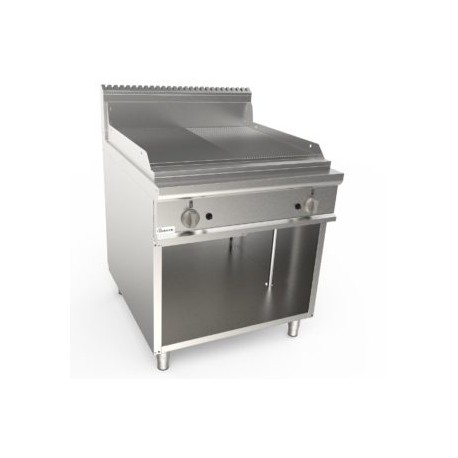 Fry top a gas piastra 1/2 liscia 1/2 rigata Dim.mm.800x900x850h