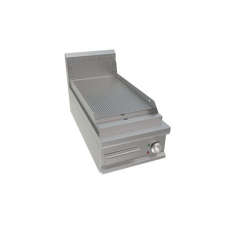 Fry top elettrico piastra rigata Dim.mm.400x900x275h