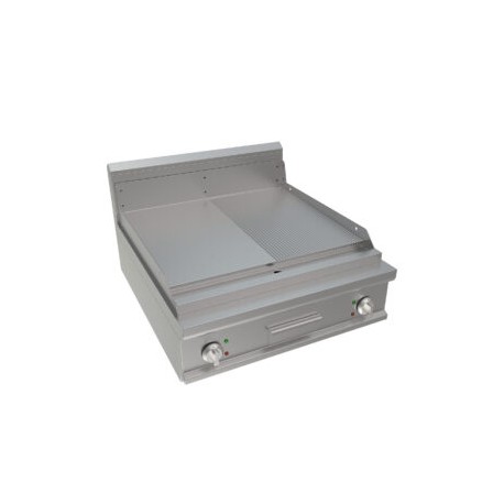 Fry top elettrico piastra 1/2 liscia 1/2 rigata Dim.mm.800x900x275h