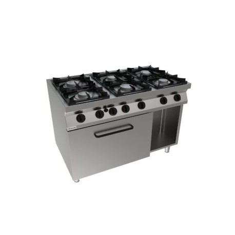 Cucina a gas con forno elettrico sei fuochi dim.mm.1.200x700x850h