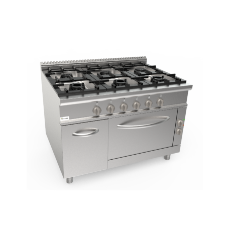 Cucina con forno a gas sei fuochi dim.mm.1.200x900x850h