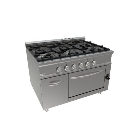 Cucina con forno a gas sei fuochi dim.mm.1.350x900x850h
