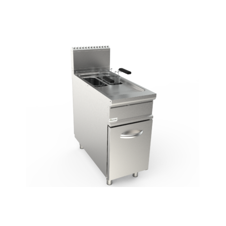 Friggitrice a gas due vasche lt 8+8 dim.mm.400x900x850h