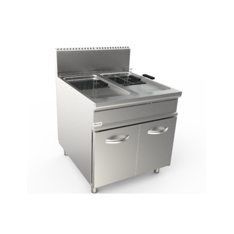 Friggitrice a gas due vasche lt 22+22 dim.mm.800x900x850h