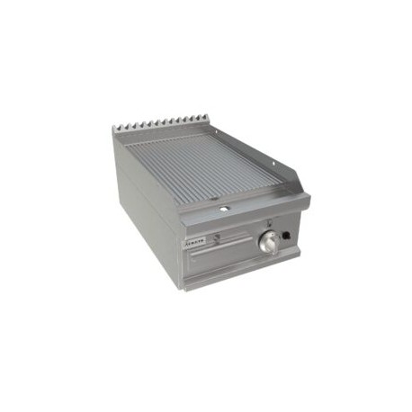 Fry top a gas piastra rigata Dim.mm.400x700x275h