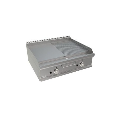 Fry top a gas piastra 1/2 liscia 1/2 rigata Dim.mm.800x700x275h