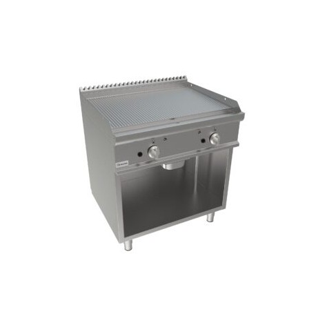 Fry top a gas piastra 1/2 liscia 1/2 rigata Dim.mm.800x700x850h