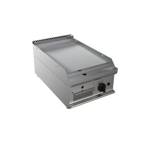 Fry top a gas piastra rigata Dim.mm.400x700x275h