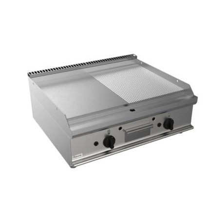 Fry top a gas piastra 1/2 liscia 1/2 rigata Dim.mm.700x700x275h