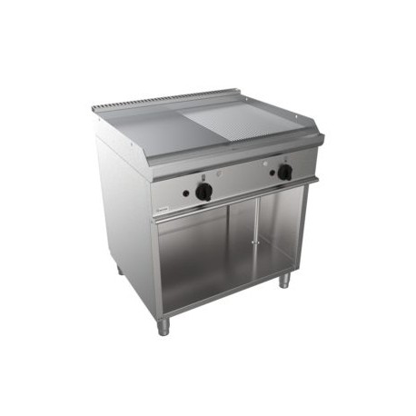 Fry top a gas piastra 1/2 liscia 1/2 rigata Dim.mm.700x700x850h