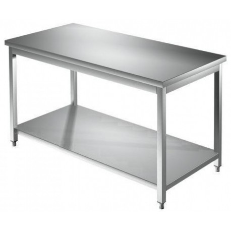 Tavolo su gambe in acciaio inox con piano di fondo dim.mm.1600x600x850h