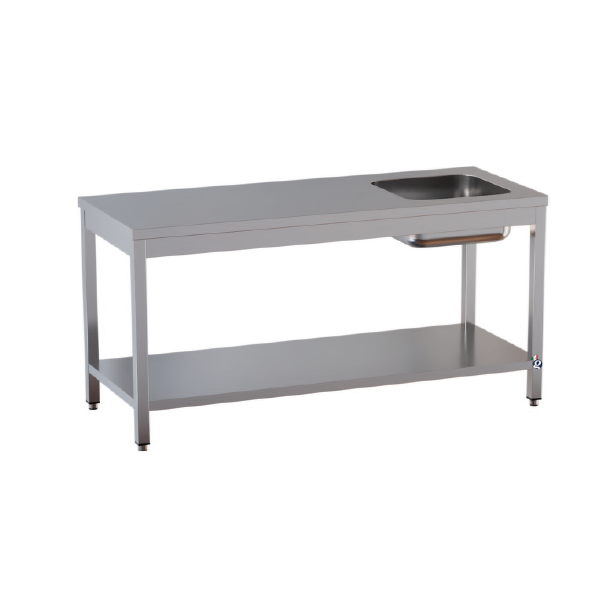 TAVOLO CHEF VASCA A DESTRA DIM.CM. 180 x 60 x 85 H