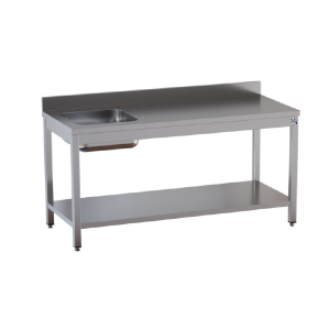 TAVOLO CHEF VASCA A SINISTRA DIM.CM. 180 x 60 x 85 H CON ALZATINA