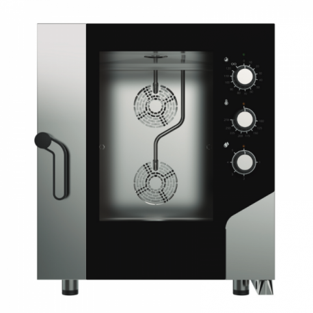 Forno elettrico combinato convezione vapore 7 teglie 1/1 GN con panello elettromeccanico