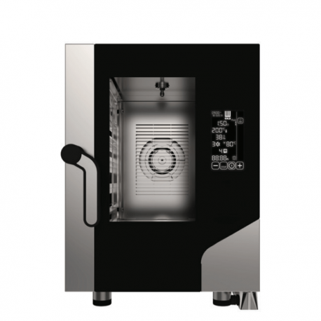 Forno elettrico combinato convezione vapore 6 teglie 2/3 GN COMPATTO con pannello digitale touch con tecnologia BLACK MASK