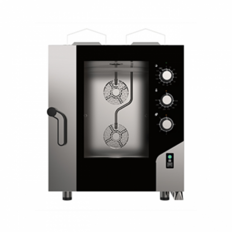 Forno a gas combinato convezione vapore 7 teglie 1/1 GN con panello elettromeccanico