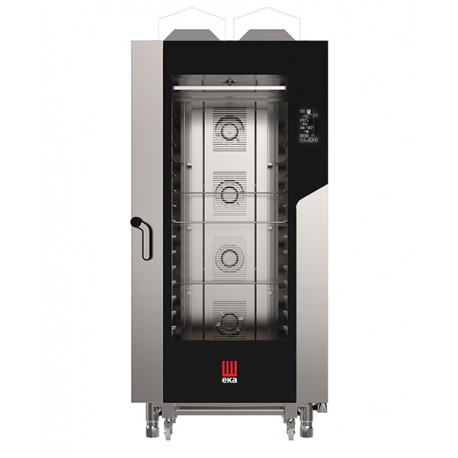 Forno a gas combinato convezione vapore 16 teglie 600 x 400 mm con pannello digitale touch con tecnologia BLACK MASK