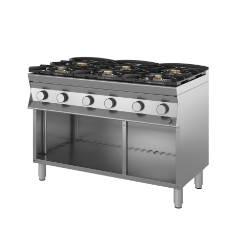 Cucina fiamma libera 6 fuochi a GAS aperta Dim.mm.1200x900x850/900H