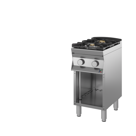 Cucina fiamma libera 2 fuochi a GAS aperta Dim.mm.400x900x850/900H