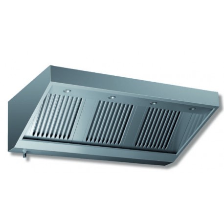 Cappa di aspirazione acciaio inox con led spotlight a parete snack senza motore Dim.mm.3400x700x450h