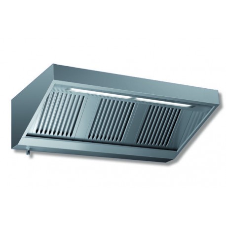 Cappa di aspirazione acciaio inox con led light a parete snack senza motore Dim.mm.3400x1100x450h
