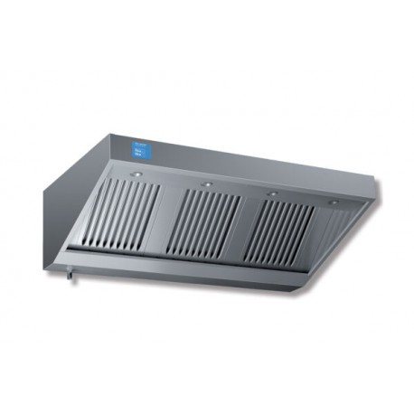 Cappa di aspirazione acciaio inox con led spotlight a parete snack con motore e regolatore di velocita' Dim.mm.2400x900x450h