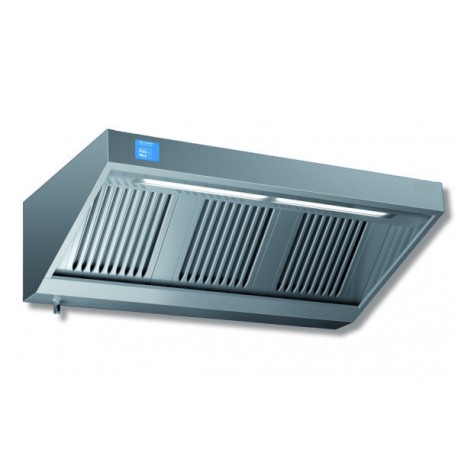 Cappa di aspirazione acciaio inox con led light a parete snack con motore e regolatore di velocita' Dim.mm.3000x1100x450h