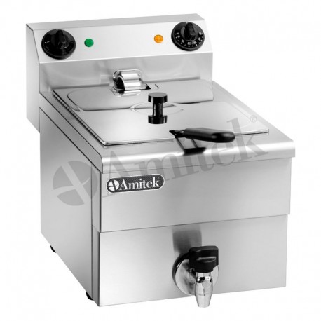 Friggitrice lt 10 da banco struttura vasca e coperchio in acciaio inox kw 3,5 con rubinetto per lo scarico