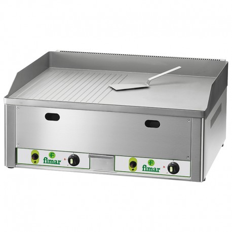 Fry Top a gas da banco piastra di cottura 1/2 liscia 1/2 rigata dim.mm.665x600x300(h)