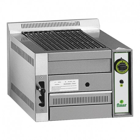 Griglia da banco a pietra lavica con griglia di cottura in ghisa smaltata opaca carne e pesce a gas  dim.mm.490x700x380(h)