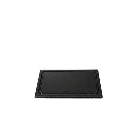 Tagliere polietilene Con Gola DIM.25x15 cm spessore 1,5 cm colore nero Chef
