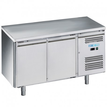 Tavolo refrigerato gastronomia GN1/1 senza alzatina ventilato acciaio inox 2 porte Lt 282 temp.0°C / +8°C dim.mm.1360x700x850(h