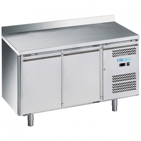 Tavolo refrigerato gastronomia GN1/1con alzatina ventilato acciaio inox 2 porte Lt 282 temp.-18°C/-22°C dim.mm.1360x700x850(h)