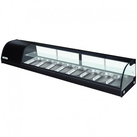 Vetrina refrigerata per tapas statica temp.+4°C / +8°C capacita' n.8 x GN1/3 - 41 Lt dim.mm.2000x415x300(h)