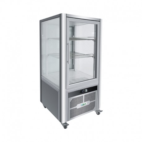 Vetrina espositiva refrigerata ventilata acciaio inox 1 porta vetro luci led Lt 200 temp.+2°C / +8°C dim.mm.701x742x1300(h)