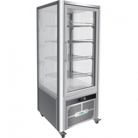 Vetrina espositiva refrigerata ventilata acciaio inox 1 porta vetro luci led Lt 408 temp.+2°C / +8°C dim.mm.706x740x1800(h)