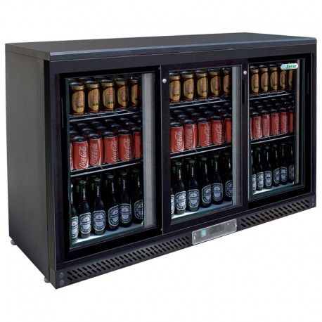 Vetrina bottle cooler ventilata lamiera verniciata 3 porte vetro luci interna Lt 335 temp.+2°C / +8°C dim.mm.1350x535x920(h)