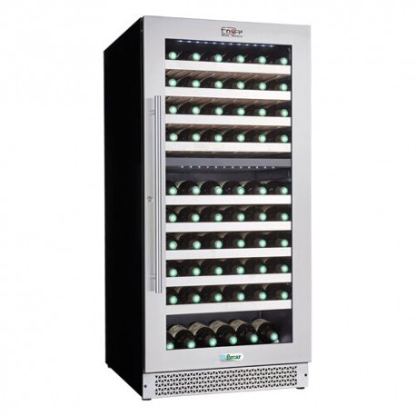 Cantinette per vini refr. ventilate enolo acciaio inox 1porta vetro luci led Temp.+5°C/+12°C  +12°C/+20°C dim.mm.595x710x1270(h)
