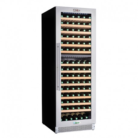 Cantinette per vini refr. ventilate enolo acciaio inox 1porta vetro luci led Temp.+5°C/+12°C  +12°C/+20°C dim.mm.595x710x1720(h)